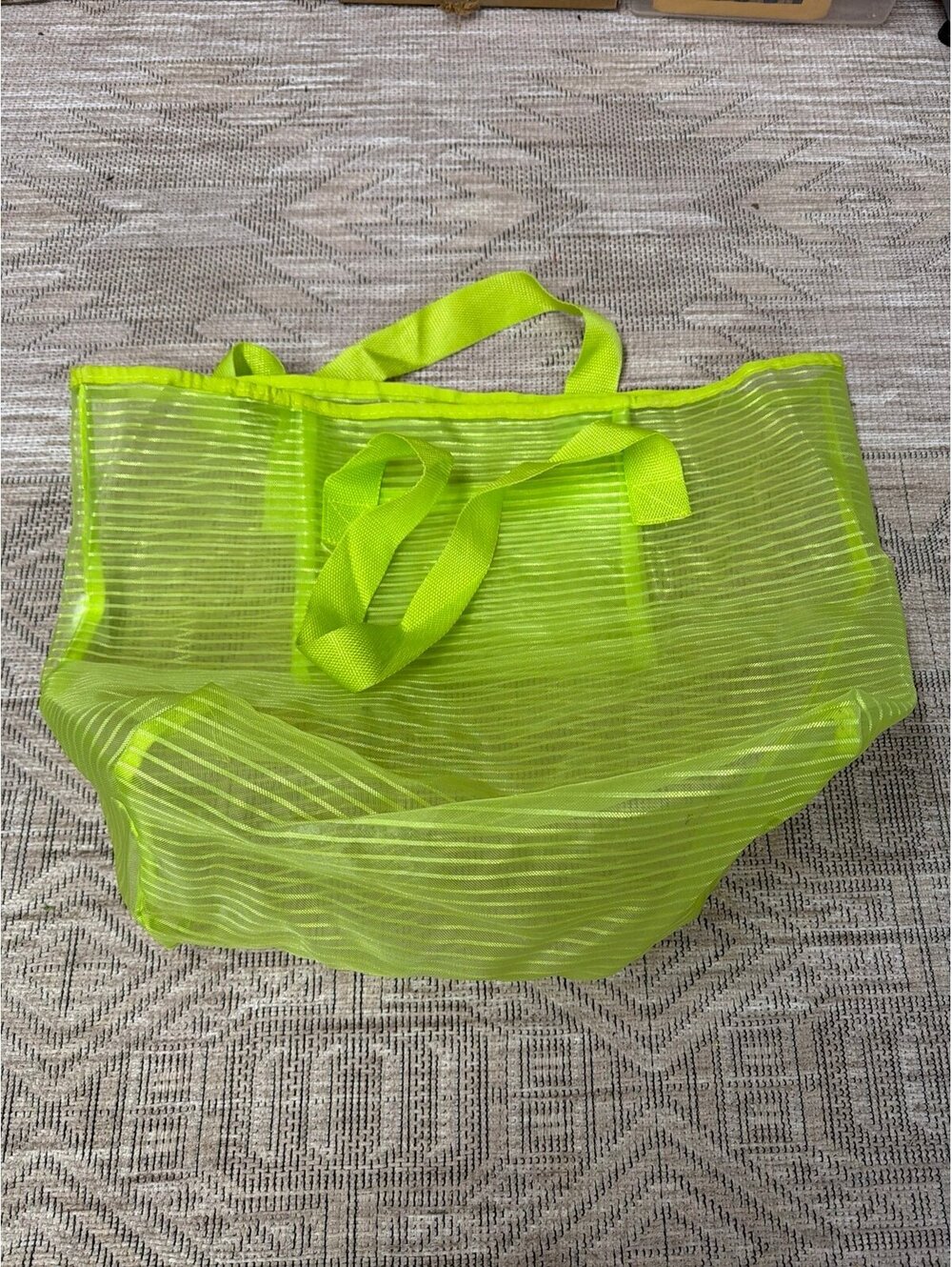 Large neon mesh tote bag